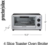 4 Slice Countertop Toaster Oven, Multi-Function with Bake, Toast and Broiler, 1100 Watts, 30 min timer and auto