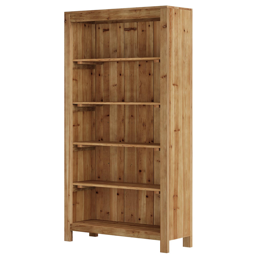 5-Tier Real Wood Bookcase Solid Wood Bookshelf Display Storage Shelf