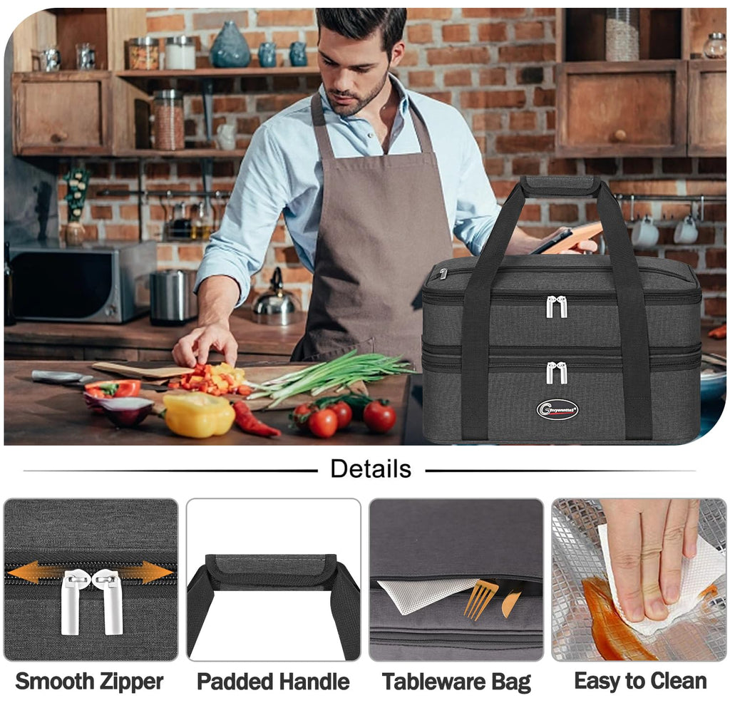 Insulated Double Decker Casserole Carrier, Lasagna Lugger Tote