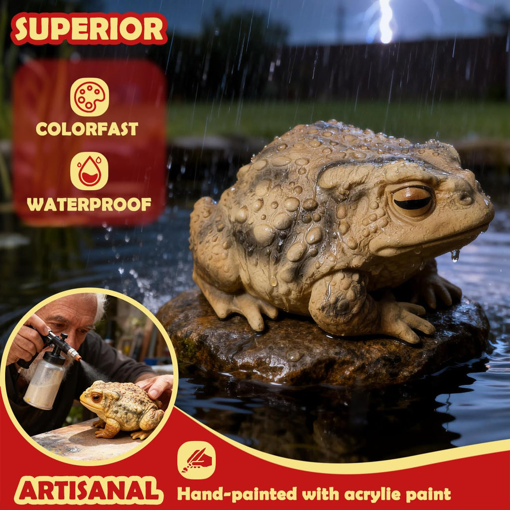 Toad Frog Figurine for Outside Garden Resin Statue Outdoor