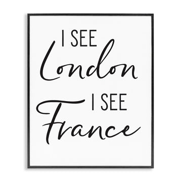 I See London and France Saying Bathroom, 16 x 20 Inch Framed Giclée Print