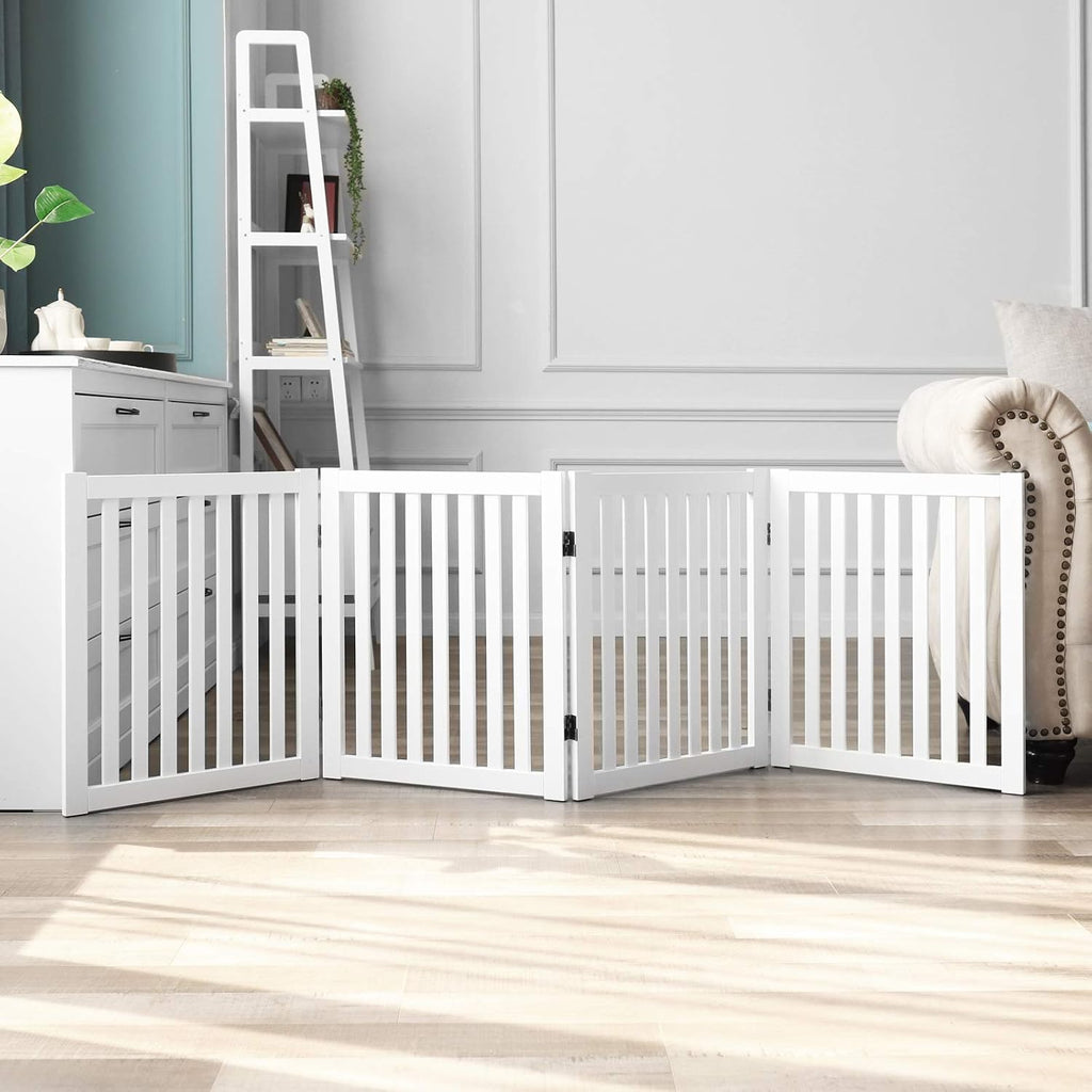 Wooden Freestanding Dog Gate, Expandable Dog Gate, Indoor Pet Fence