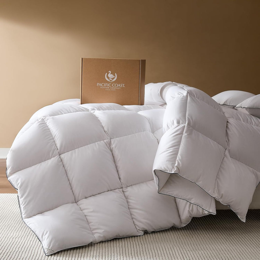Goose Feather Down Fiber Comforters Twin, Extra Fluffy White Duvet Insert, Ultra-Soft, Breathable