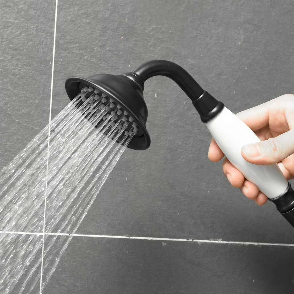 Vintage Telephone Shaped Black Brass Shower Wand Hand-held Sprayer Shower Head Replacement, Ceramic Handle with 59