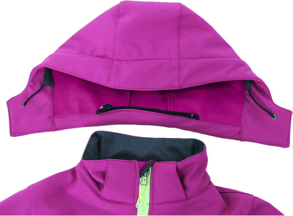 Boys Girls Hooded Windbreaker Fleece Lined Softshell Jacket