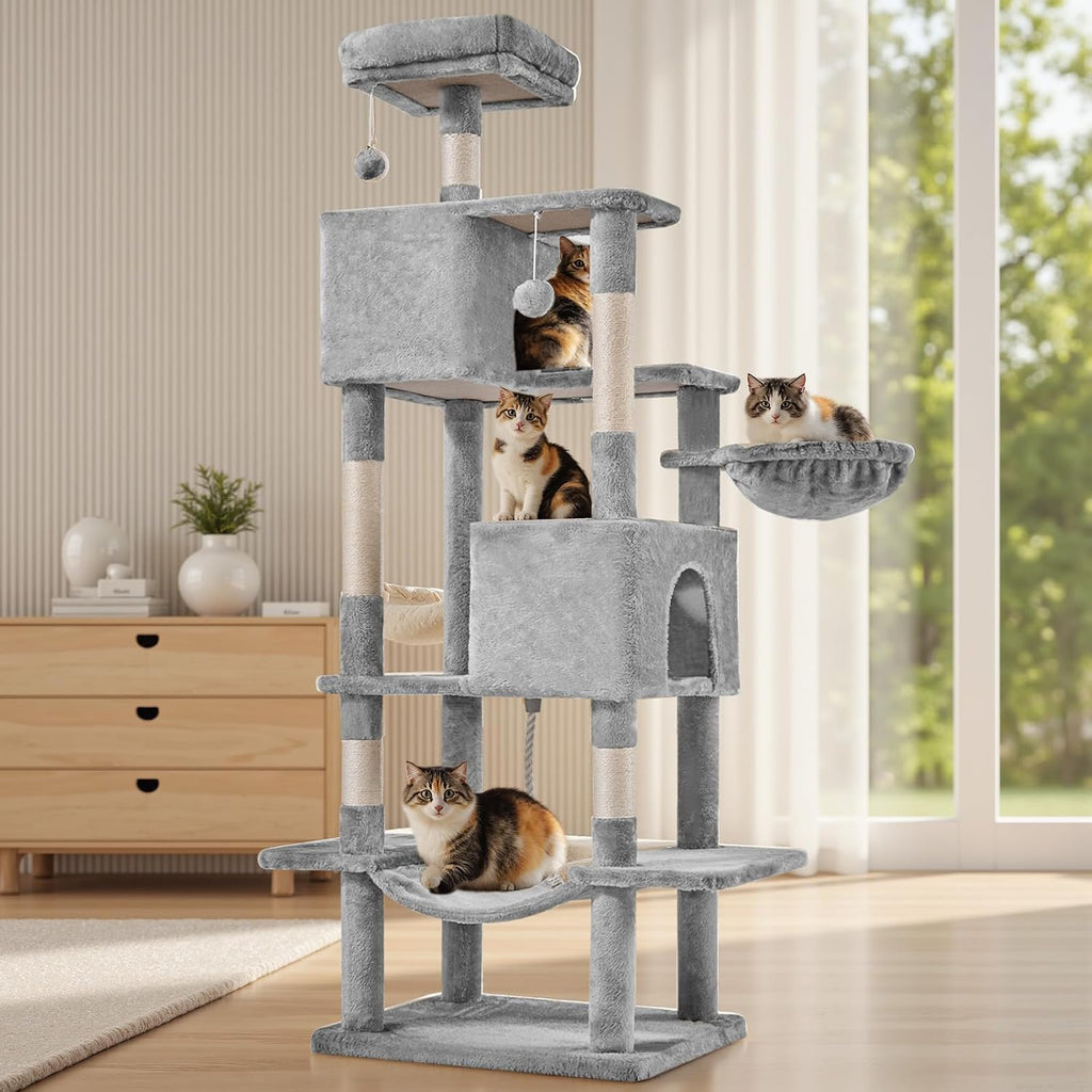 Large 66 Inch Cat Tree Tower with Sisal Scratching Post