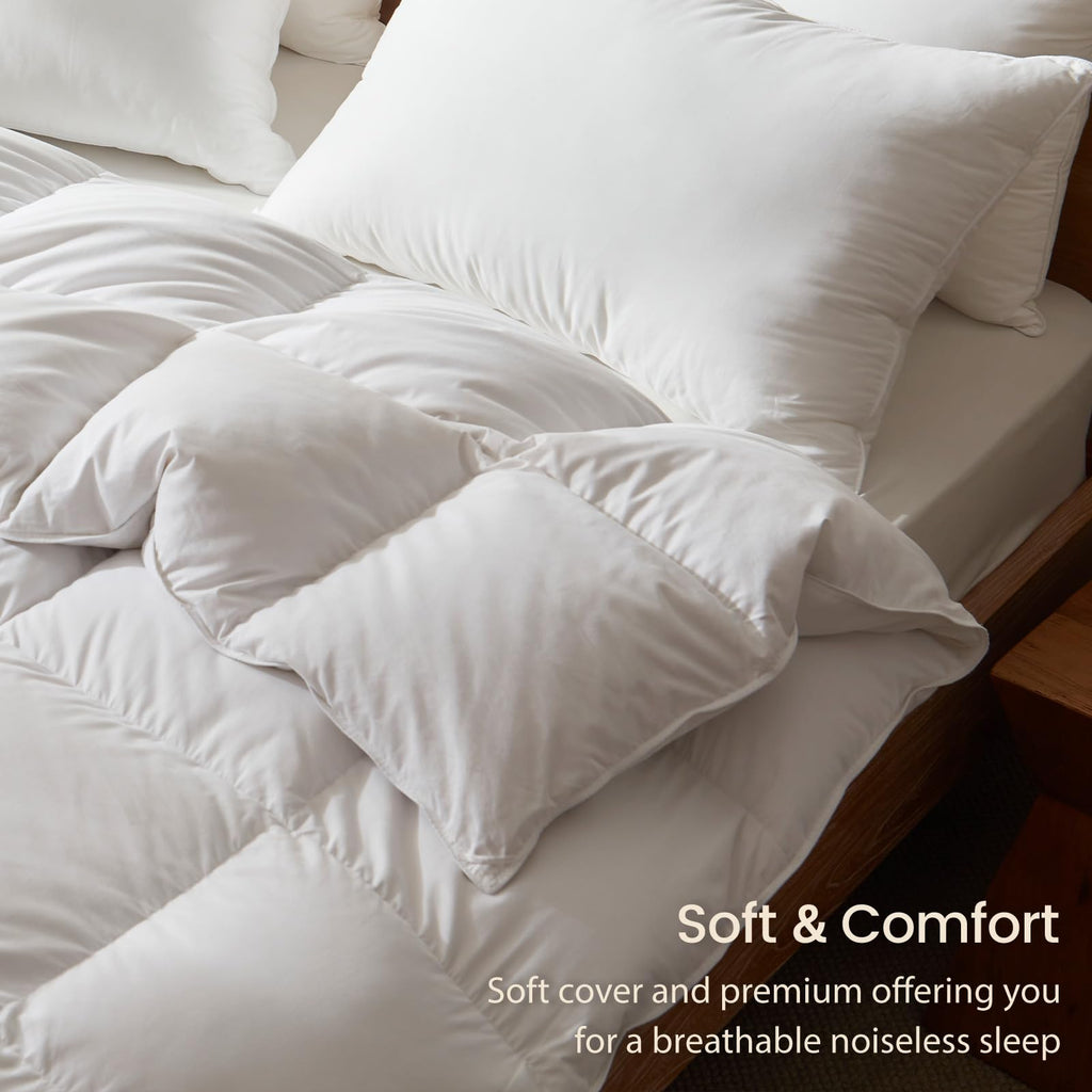 Goose Feather Down Fiber Cotton Comforter King Size - 100% Down-Proof Duvet Inserts - Hotel Luxury Bedding Comforter