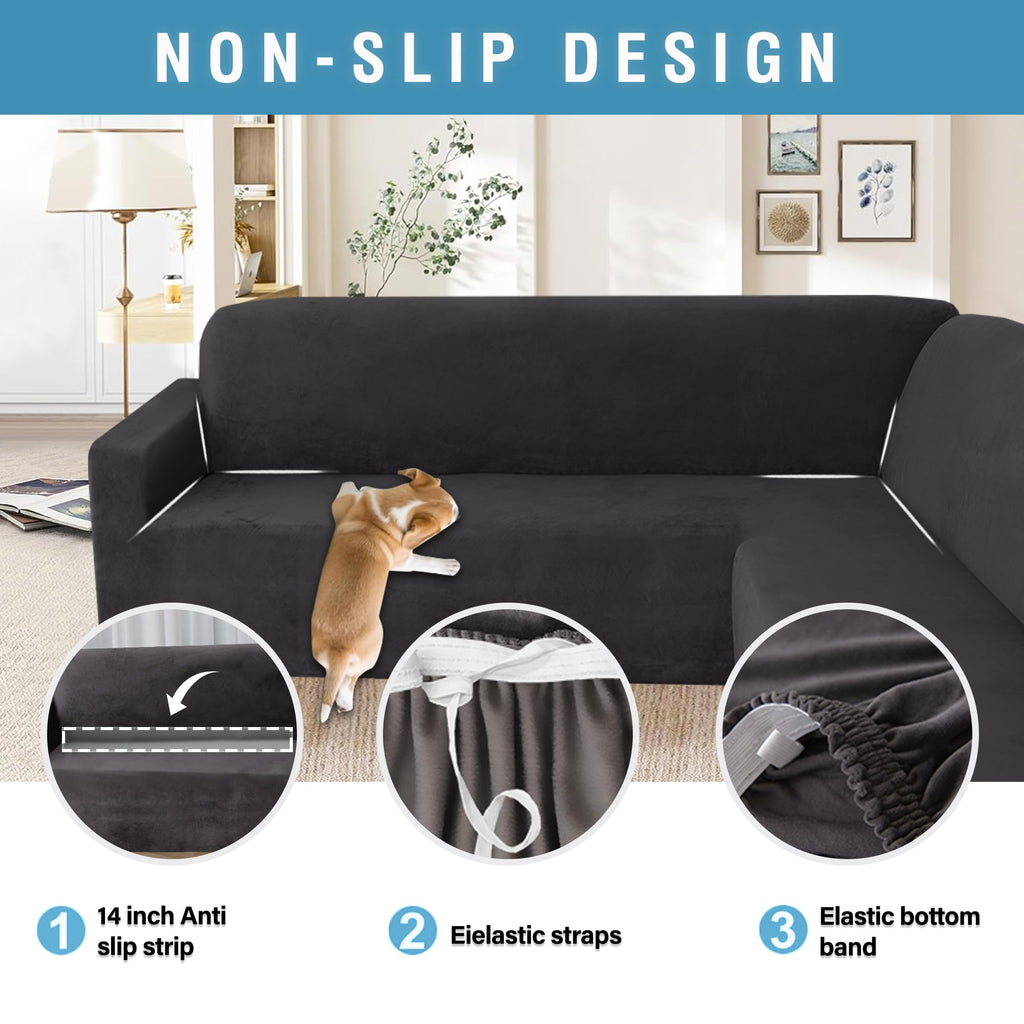 Corner Sectional Couch Covers Velvet Stretch L Shape Sofa Cover Soft Thick Sectional Slipcovers Set U Shaped Living