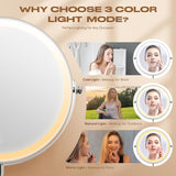 Makeup Mirror with Lights, 1x/20x 360° Rotation Vanity Mirror, Brightness Adjustable Lighted Makeup Mirror with