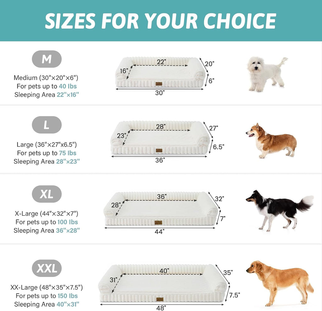 Faux Rabbit Fur Dog Bed for Large Dogs, Cream