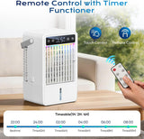 Portable Air Conditioners with 1500ML Tank, 5 Speeds Mini Evaporative Air Cooler with Remote & 2-10H Timer