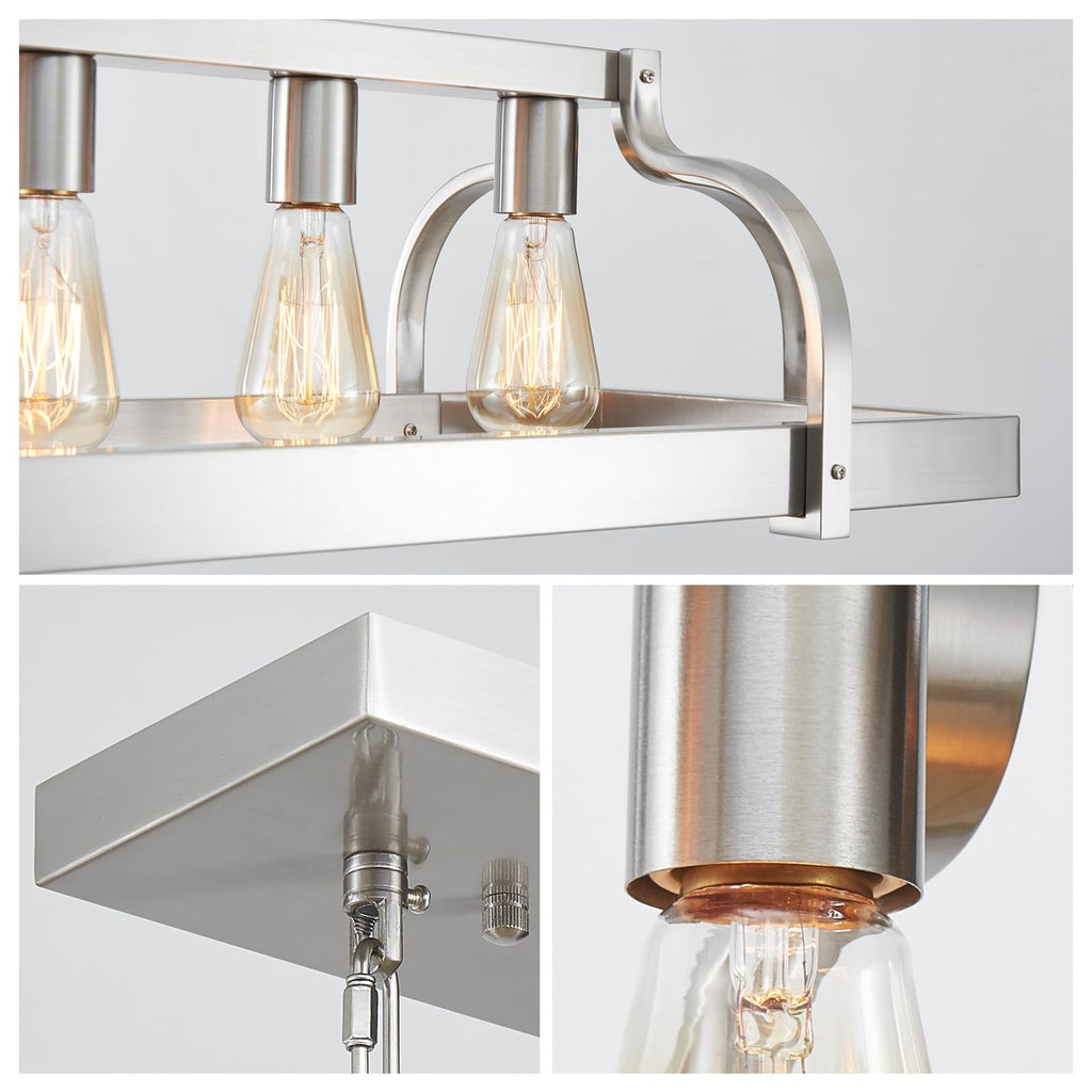 5-Light Metal Pot Hanging Rack Chandelier Linear Pendant Ceiling Lighting Rustic Farmhouse Fixture Kitchen Island