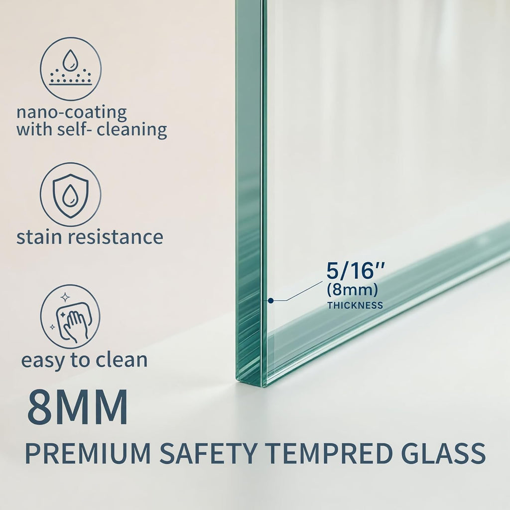 Frameless Shower Door 56-60 in W x 75 in H, Sliding Shower Door with 5/16"(8mm) Clear Tempered Glass Shower Doors