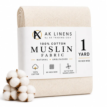 AK Trading 60" Wide Natural Muslin, 100% Cotton Fabric, Unbleached 1 Yard, AK-MUSYDS