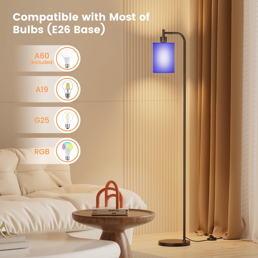 Floor Lamp with Linen Shade, Dimmable Tall Standing Lamp with Remote Control & 3 Color Temperatures, Modern Floor