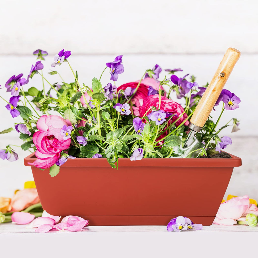 Window Box Planter, 7 Pack Plastic Vegetable Flower Planters Boxes