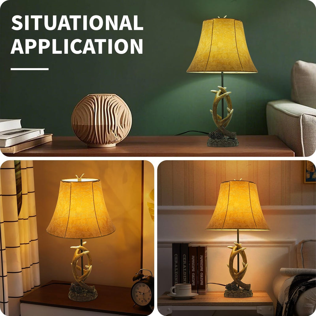 Farmhouse Rustic Western Antler Table Lamps, Set of 2 with USB