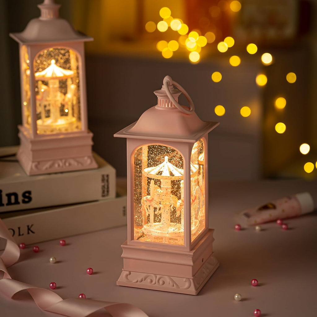 Light Carousel Decor Horse Snow Globes Music Box Xmas Gifts for Girls Women