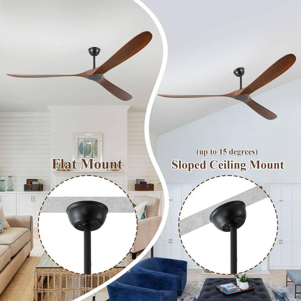 Inspired Maverick Style 88" Ceiling Fan, Extra Large No Lights, 3 Wood Walnut Blades, DC Motor, Reversible Propeller Outdoor Ceiling Fan for Patios, Exterior House Porch, Farmhouse Gazebo with Remote Control A101-B0D9815C7D