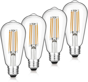 ST19 Vintage LED Edison Bulbs, 60W Eq, Dimmable, Warm White 2700K, 4-Pack