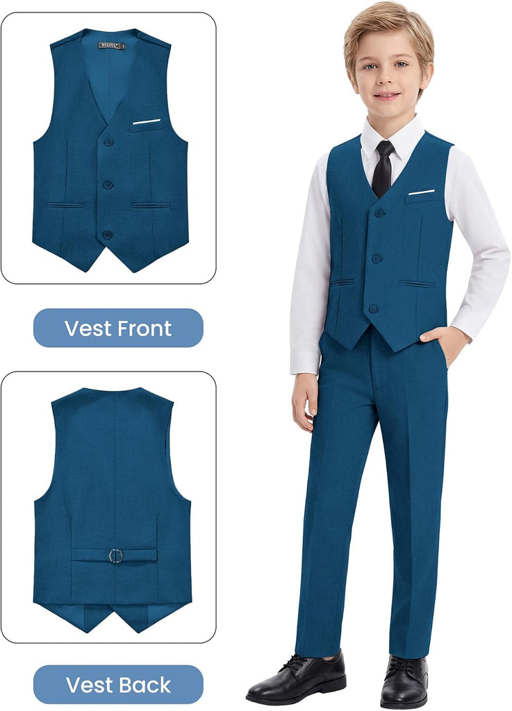 Boys Suits Pieces Formal Slim Fit Tuxedo Suit Set,Teen Suits for Wedding Ring Bearer Church Outfit