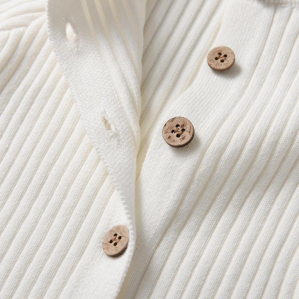 Newborn Baby Knit Sweater Romper Coverall Outfits One-Piece Jumpsuit Organic Cotton for Infant Baby Boys, Girls