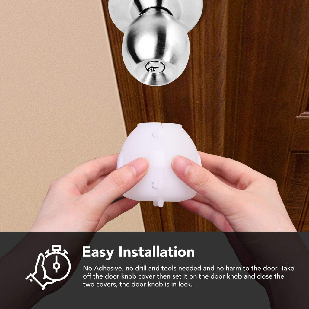 Mom's Choice Gold Awards Winner - 4 Pack Baby Safety Door Knob Covers Door Knob Locks(not Suit for All Door knobs)