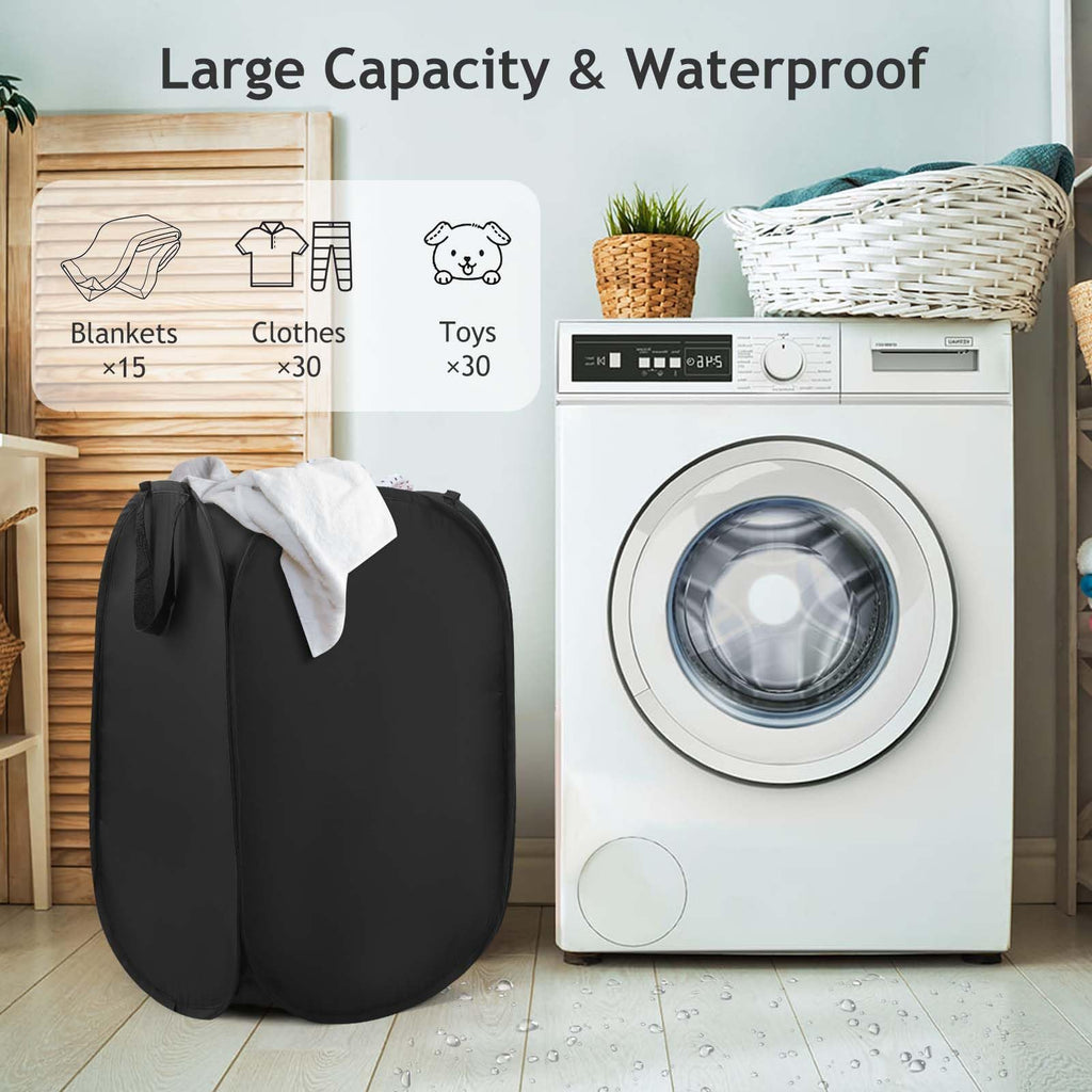 Upgraded Polyester Pop-up Laundry Hamper, 70L (18.5 Gal) Laundry Basket with Durable Handles, Solid Bottom, High