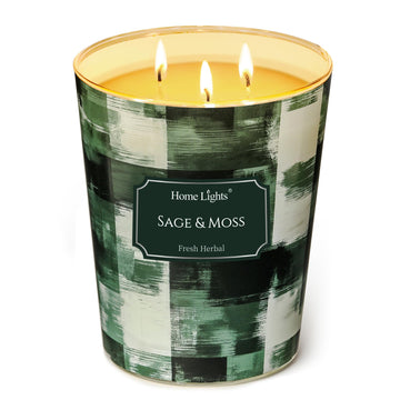 Lights 3-Wick Candles Scented - 34oz Soy Wax Candle Long-Lasting Fragrance, Scandinavian Minimalist Design Home Decor