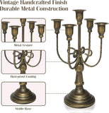 5 Arm Bronze Candelabra Candle Holder Set of 3, 11.7" Vintage Metal Candlestick Holders for Taper Candles Elegant