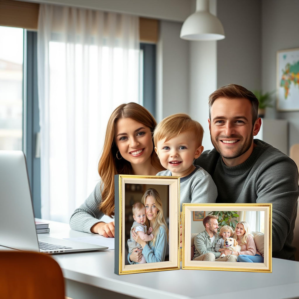5x7 Double Hinged Picture Frame, College Photo Standing Display