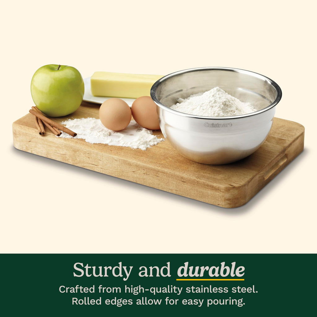 Mixing Bowl Set, Nesting Bowls, Stainless Steel, 3-Piece