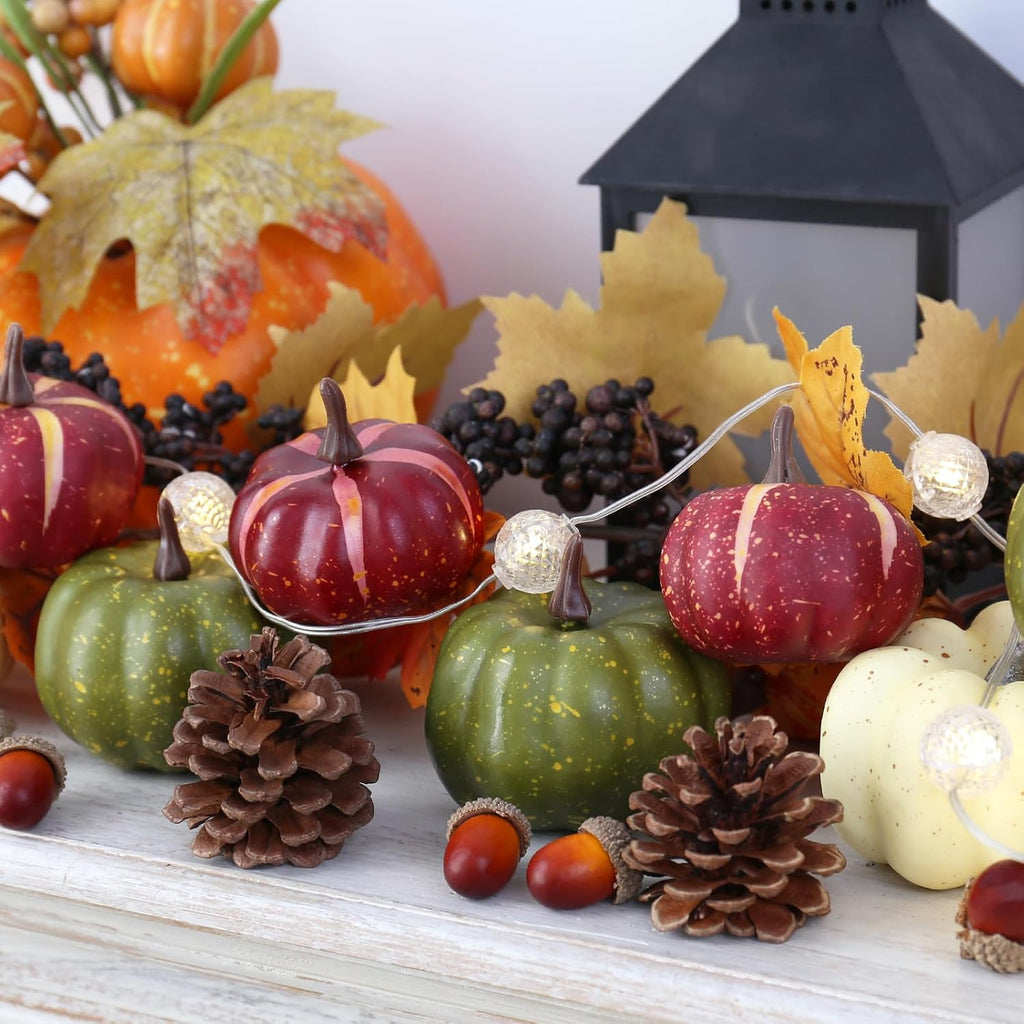 Fall Pumpkins Set for Autumn Thanksgiving Halloween Home Decor - Set of 32