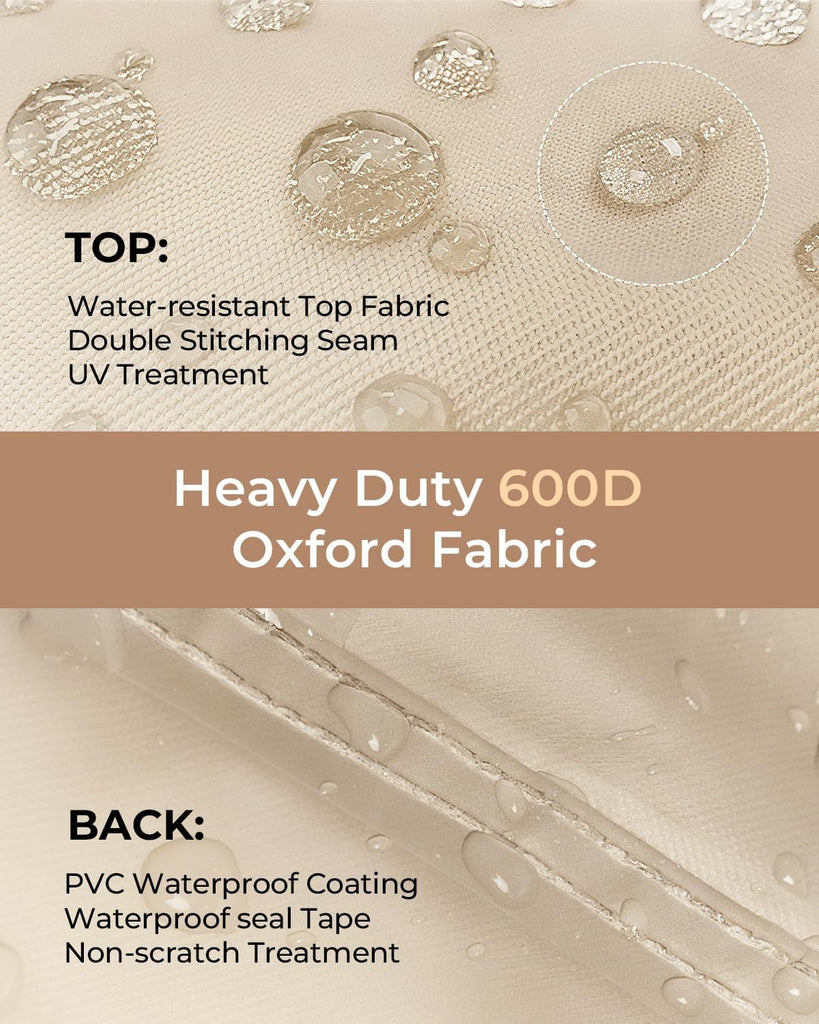 Patio Furniture Cover Set Waterproof 4 Piece Beige Large | 600D Heavy Duty, Outdoor Furniture Cover, Waterproof, Lawn