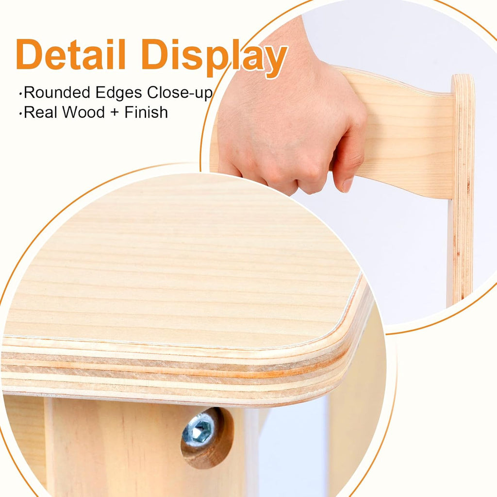 Toddler Table and Chair Set, Anti-Slip Legs & Rounded Corners, Sturdy Wooden Kids Table and Chairs for Eating