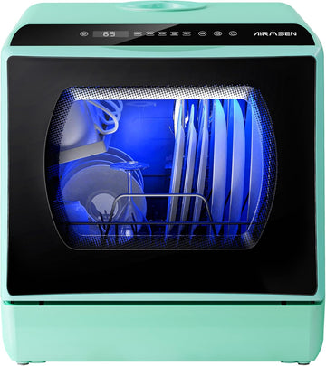 Portable Countertop Dishwashers, 5 Washing Programs Mini Dishwashers with 5 L Built-in Water Tank an