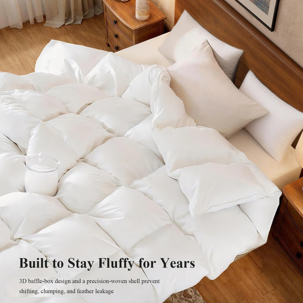 Winter Goose Down Comforter King Size, Luxury Duvet Insert