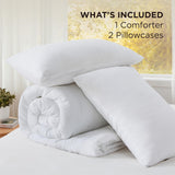 King Comforter Set, White Soft Prewashed Bedding for All Seasons, 3 Pieces GentleSoft Bed Set