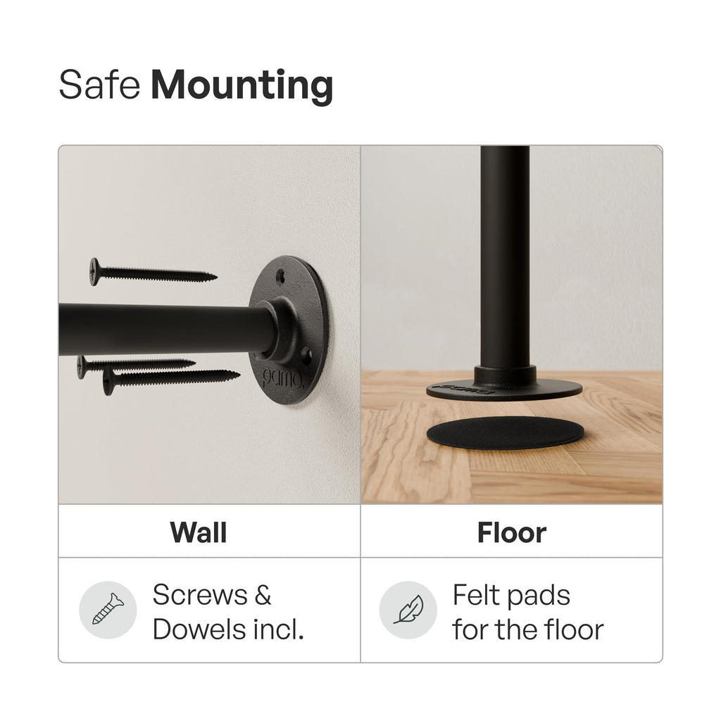 Industrial Shelf Brackets Wall Mounted - Heavy Duty Floating Shelf Support, Black Steel Pipe Shelving, Adjustable DIY