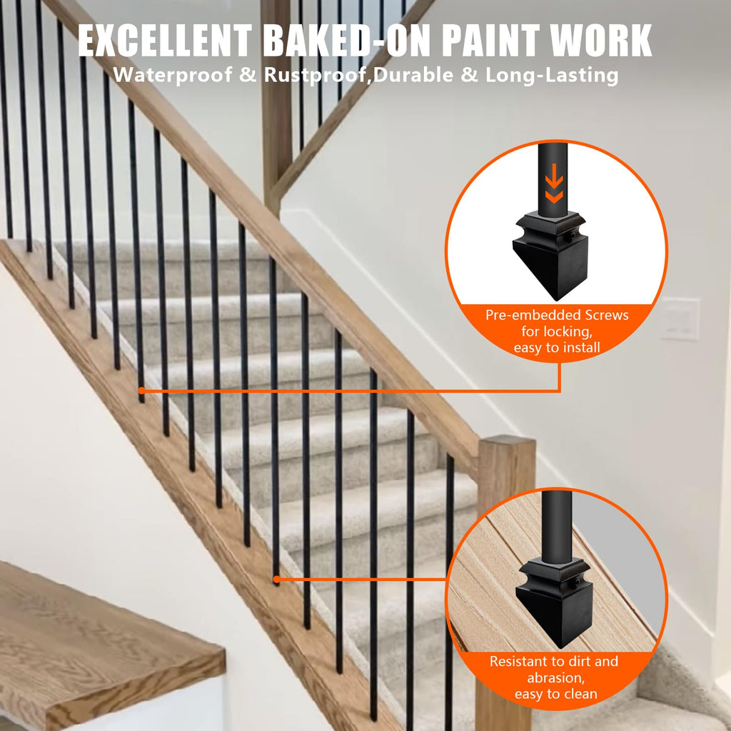 Iron Balusters Flat Shoes - Aluminum Alloy Staircases Shoes for 5/8 Inch Round Interior Balusters, Wrought Iron