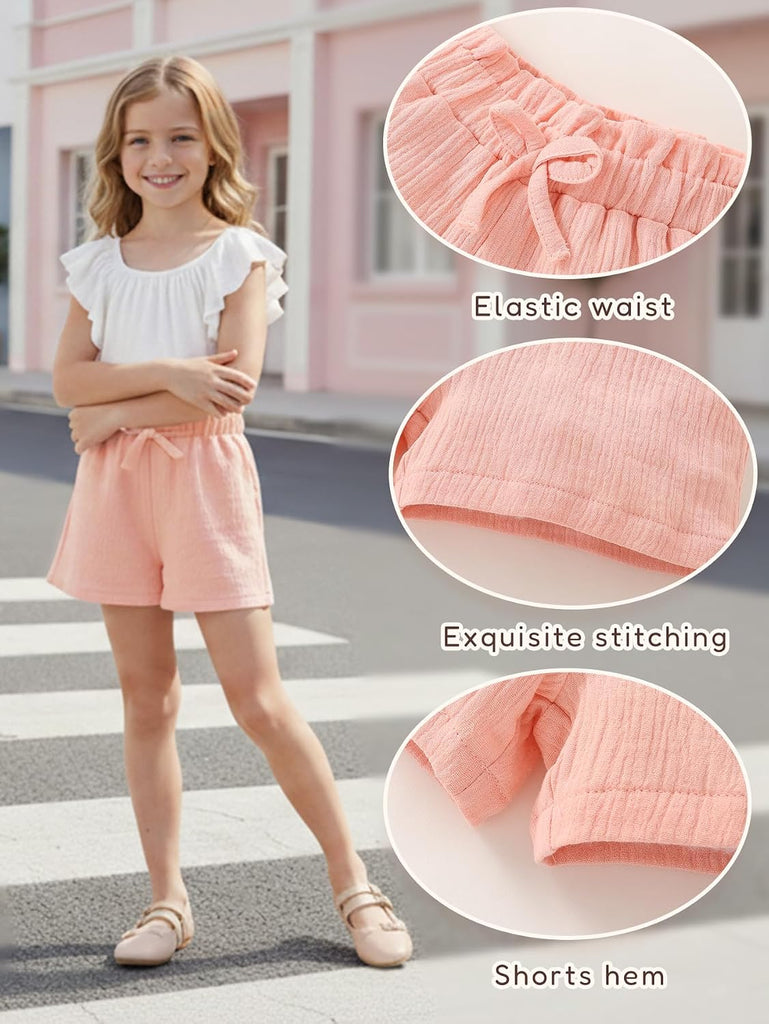 3 Pack Girls Shorts Pants Casual Cotton Shorts for Toddler Girls Kids Summer Clothes