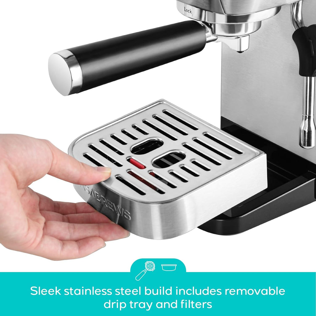 3700 Essential Stainless Steel Espresso Machine with Steam Wand | 20-Bar Italian Pump, Powerful Steam Wand, 43.9oz