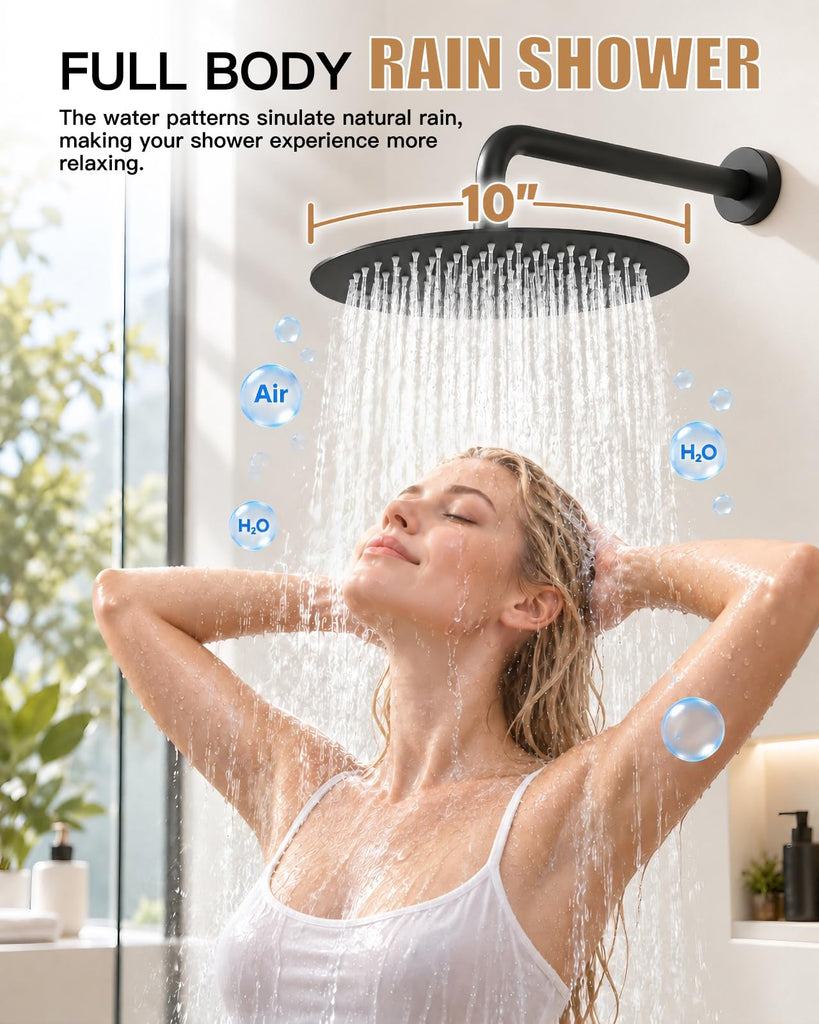 Shower Faucet Set with Rough-in Valve Trim Kit,Matte Black
