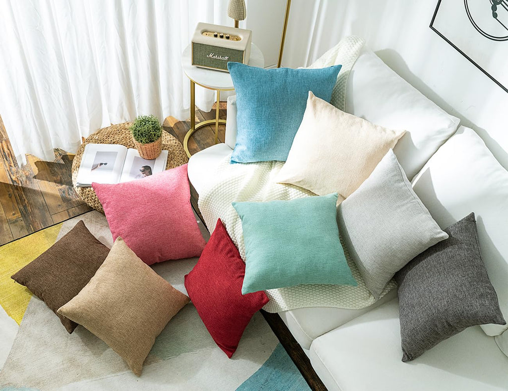 Pack of 2 Farmhouse Burlap Throw Pillow Covers Linen Cushion Covers Pillowcase, Home Decor Decorations for Sofa Couch