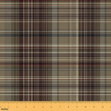 Plaid Fabric By The Yard, Gingham Tablecloth Plaid Grid Upholstery Fabric for Chairs, Traditional Art Design Theme