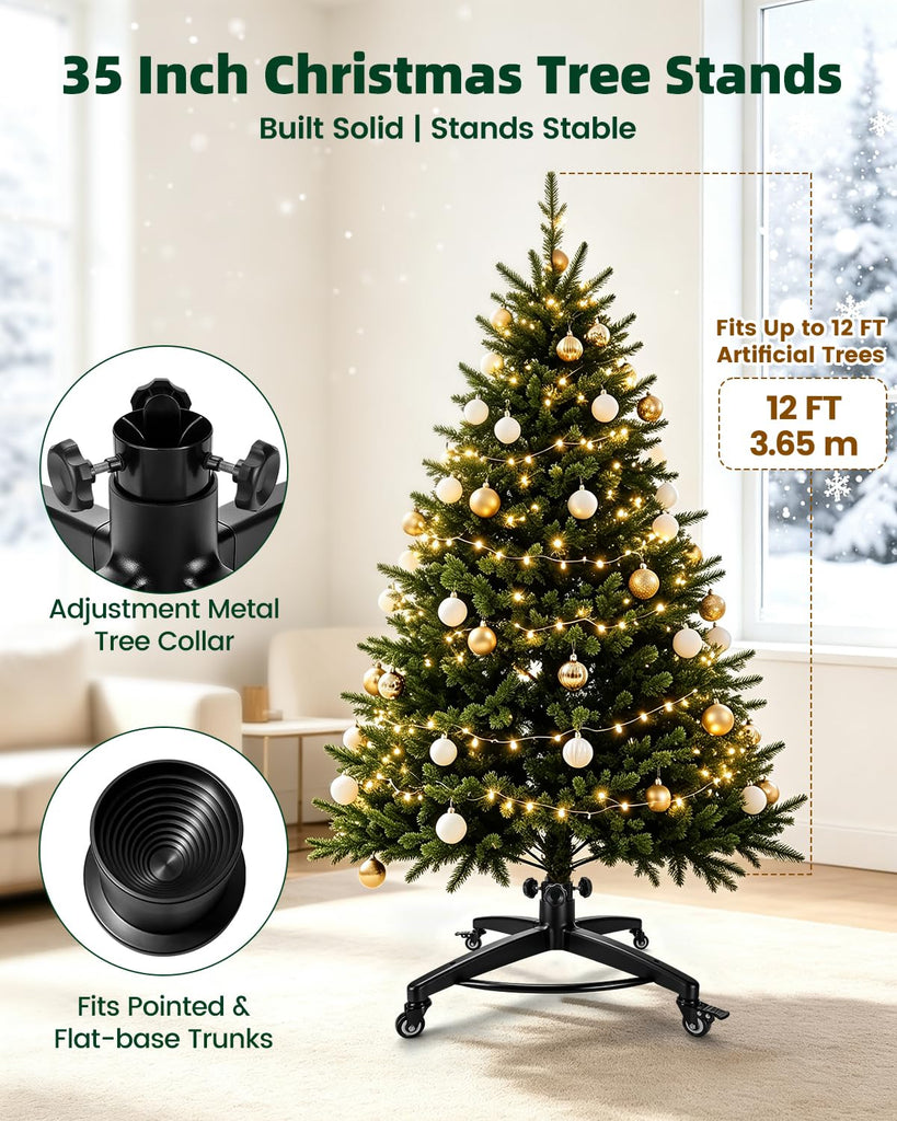 Rolling Christmas Tree Stand on Wheels for Up to 12 FT Artificial Trees