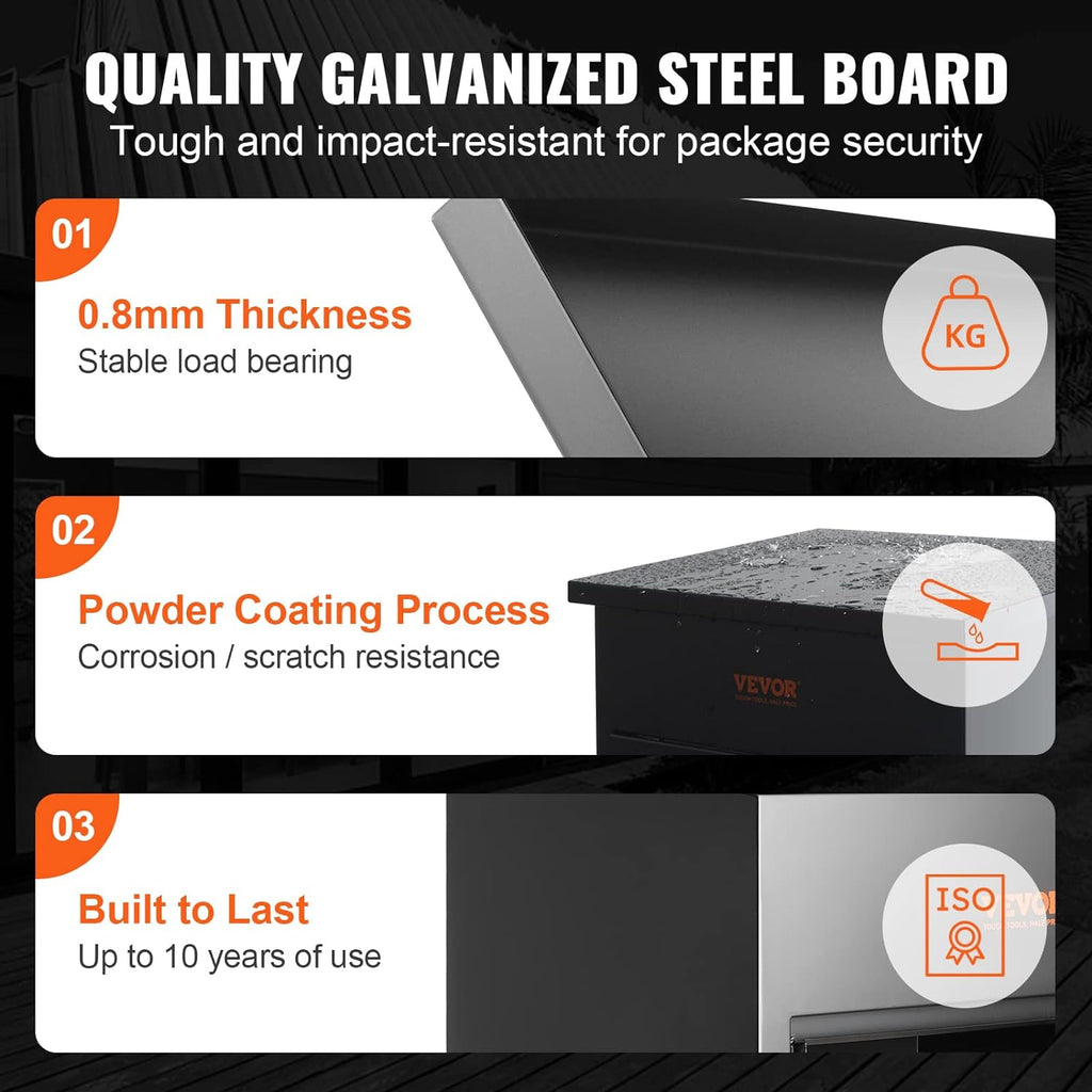 Package Delivery Boxes Mailbox with Coded Lock, Galvanized Steel Wall Mounted Mailboxes 17.3"x13.8"x22.8"