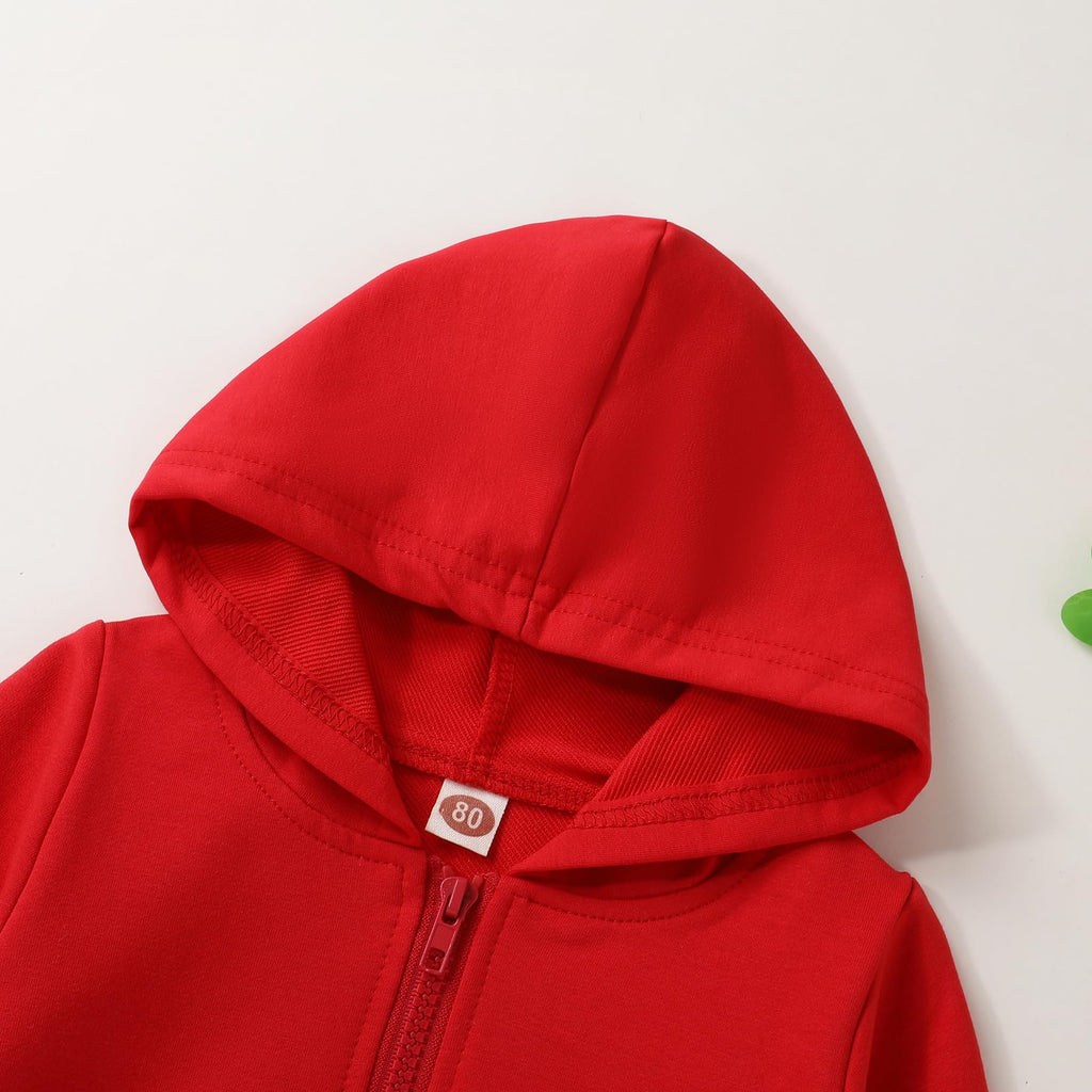 Baby Clothes for Girls Boys Solid Color Half-Zip Sweatshirt and Sweatpants Outfits Set Fall Toddler Sweatsuit (Red