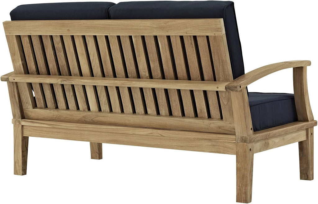 Marina Premium Grade A Teak Wood 5-Piece Outdoor Patio Furniture Set in Natural Navy