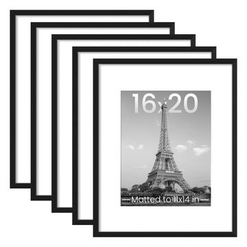 16x20 Picture Frame, Gallery Wall Frames Set of 5, Black